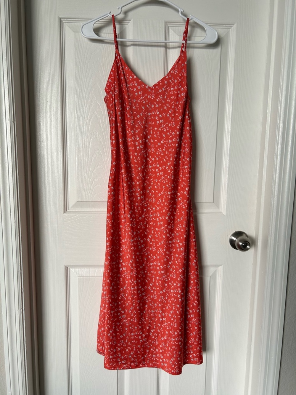 Floral Coral Spaghetti Strap Dress